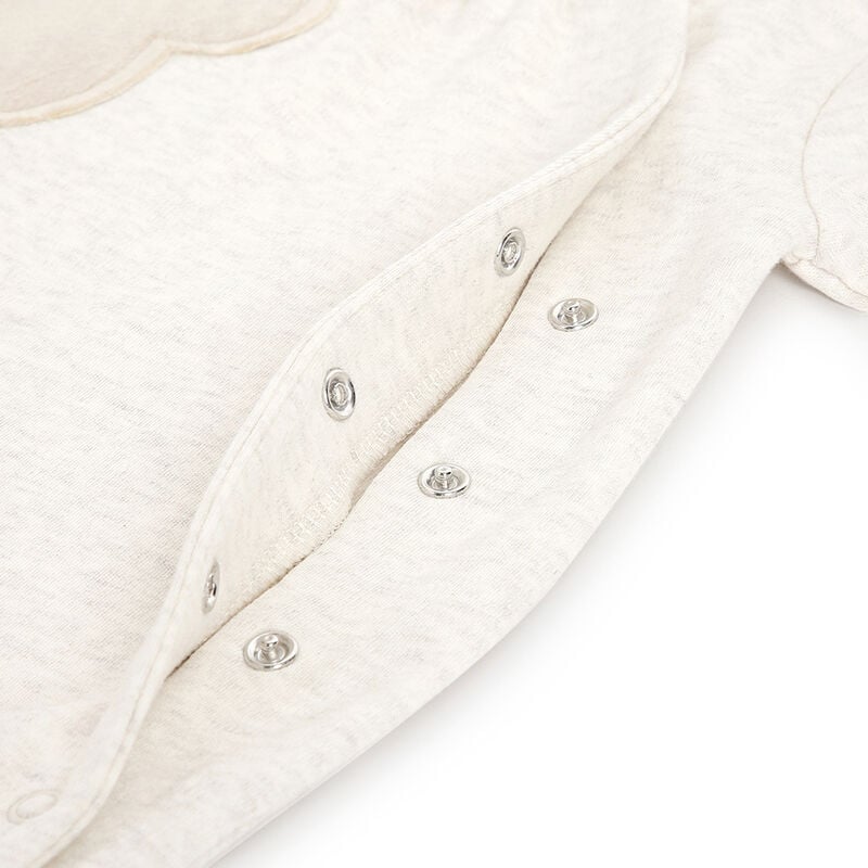 Girls Light Natural Embellished Front Opening Babysuit image number 3